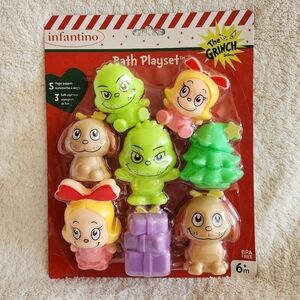 NWT Christmas Dr Seuss Finger Puppets Infantino Baby Grinch Bath Toy Gift Set